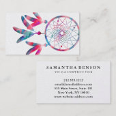 Carte De Visite Elégant Dream Catcher Feathers Yoga Instructor (Devant / Derrière)