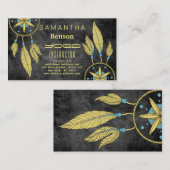 Carte De Visite Elégant Dream Catcher Feathers Yoga Instructor Bu (Devant / Derrière)