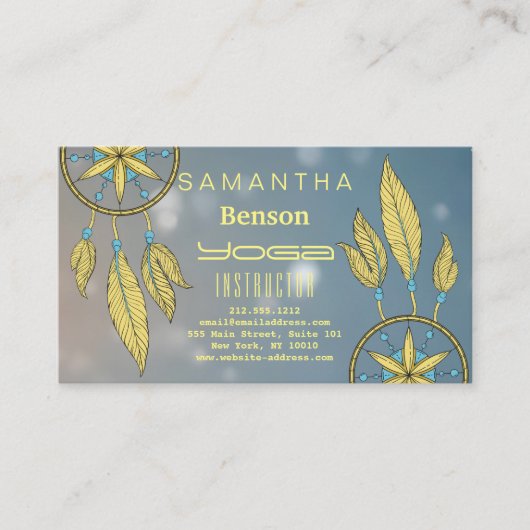 Carte De Visite Elégant Dream Catcher Feathers Yoga Instructor Bu (Devant)