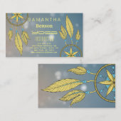 Carte De Visite Elégant Dream Catcher Feathers Yoga Instructor Bu (Devant / Derrière)