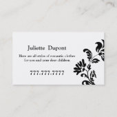 Carte De Visite Élégant Dresmaker blanc (Dos)