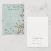 Carte De Visite Elégant Dusky Floral Aqua Écouter collier Écran (Devant / Derrière)