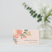 Carte De Visite Élégant Dusky Orange Blush Rose Ambrosia Floral (Debout devant)