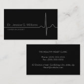Carte De Visite Elégant ECG onde stylisé cardiologue noir (Devant / Derrière)