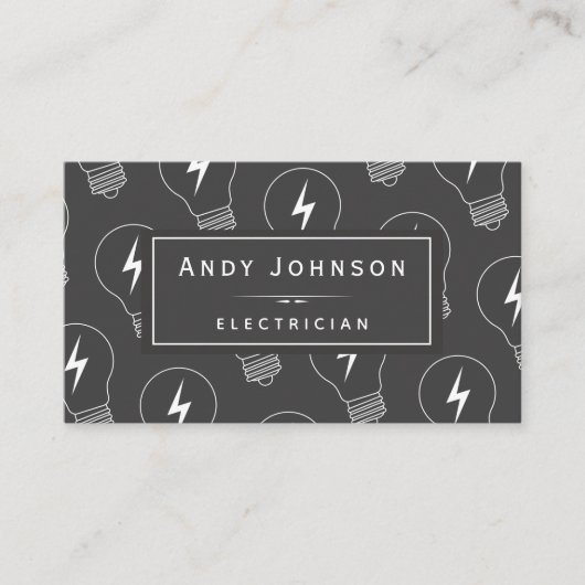 Carte De Visite Élégant éclairage Motif Électricien Maintenance (Devant)