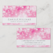 Carte De Visite ÉLÉGANT ÉCLAIRÉ CLAIR blanc mignon bokeh rose (Devant / Derrière)