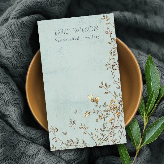 Carte De Visite Élégant écrin floral croustillant Aqua vierge