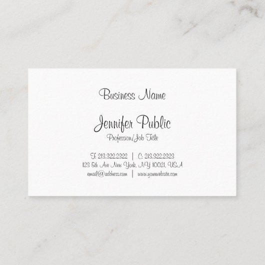 Carte De Visite Élégant écriture manuscrite Moderne propre Cool (Dos)