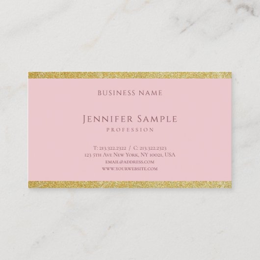 Carte De Visite Élégant écriture manuscrite moderne Script rose or (Dos)