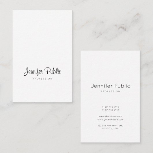 Carte De Visite Élégant écriture manuscrite Script propre Plain Mo (Devant / Derrière)