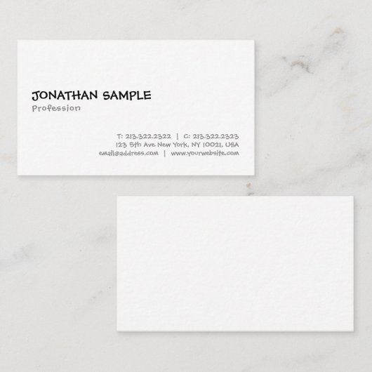 Carte De Visite Élégant écriture manuscrite Script Texte Police Mo (Devant / Derrière)