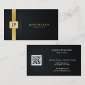 Carte De Visite Élégant écrivain noir et or (Devant / Derrière)