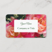 Carte De Visite Élégant Editable Rose rayé Floral (Devant)