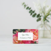 Carte De Visite Élégant Editable Rose rayé Floral (Debout devant)