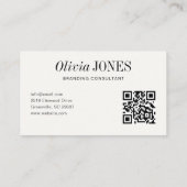 Carte De Visite Elegant Editorial Minimalist White QR Code (Dos)