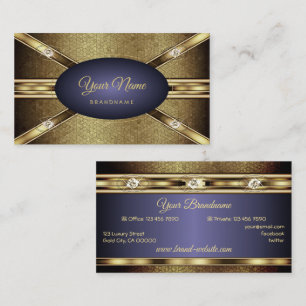 Carte De Visite Elégant effet de serpent doré et dégradé bleu fonc