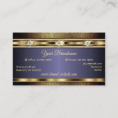 Carte De Visite Elégant effet de serpent doré et dégradé bleu fonc (Dos)