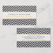 Carte De Visite ELEGANT élégant bande d'or chevron chalkboard gris (Devant / Derrière)