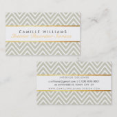 Carte De Visite ELEGANT élégant bardeau d'or chevron motif taupe (Devant / Derrière)