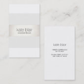 Carte De Visite Élégant élégant blanc moderne FAUX Argent rayé (Devant / Derrière)