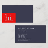 Carte De Visite Élégant élégant bleu bleu rouge tendance Bonjour (Devant / Derrière)