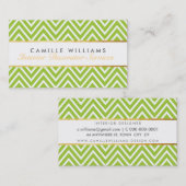Carte De Visite ELEGANT élégant chevron or motif citron vert (Devant / Derrière)