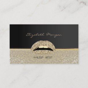 Carte De Visite Élégant Élégant Chic,Damask,Noir,Lèvres