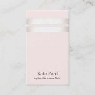 Carte De Visite Élégant élégant Faux Argent rayé rose clair