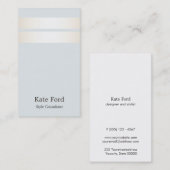 Carte De Visite Élégant élégant Faux Satin Or rayé Bleu clair (Devant / Derrière)