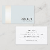 Carte De Visite Élégant élégant Faux Satin Or rayé Bleu clair (Devant / Derrière)