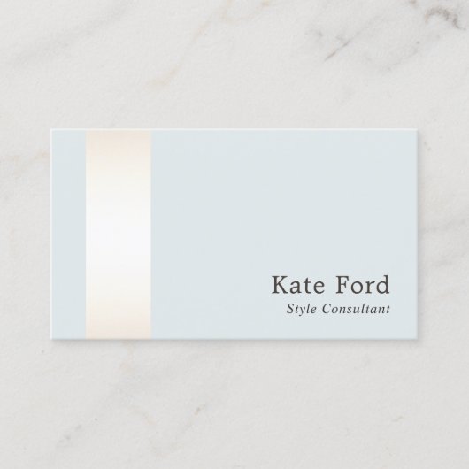 Carte De Visite Élégant élégant Faux Satin Or rayé Bleu clair (Devant)