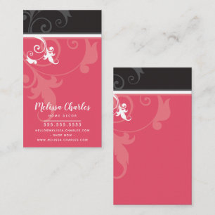 Carte De Visite ELEGANT élégant feuillage verve melon rouge noir