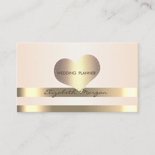 Carte De Visite Élégant élégant, Grilles Or Moderne, Coeur (Devant)