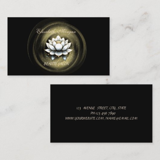 Carte De Visite Élégant élégant professionnel Lotus Black (Devant / Derrière)