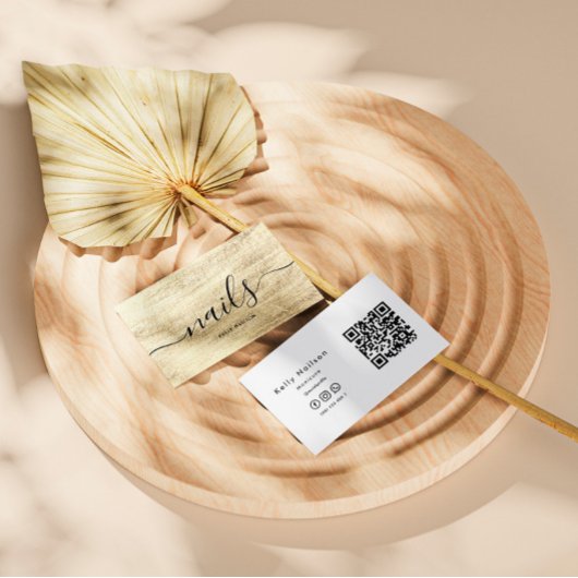 Carte De Visite Élégant élégant Salon à ongles Manicure Qr Code