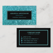Carte De Visite Élégant élégant Turquoise Parties scintillant Cart (Devant / Derrière)