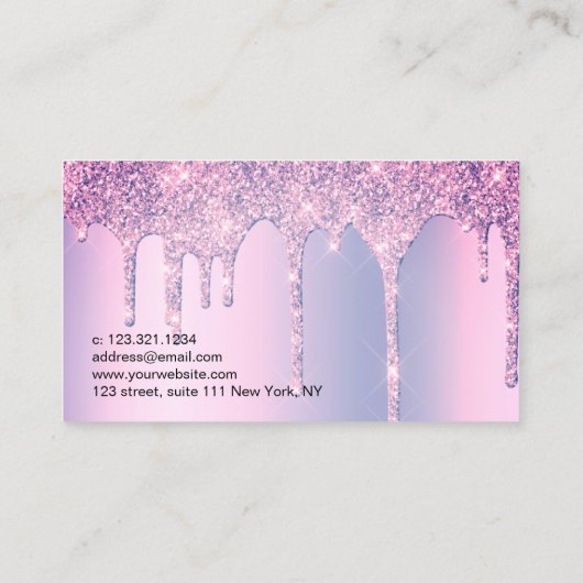 Carte De Visite Elégant élégant violet parties scintillant gouttes (Dos)