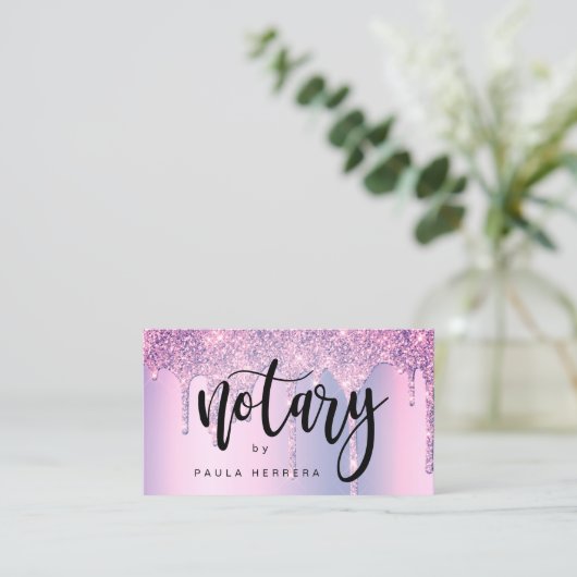 Carte De Visite Elégant élégant violet parties scintillant gouttes (Debout devant)