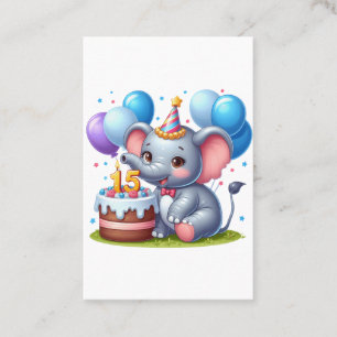 Carte De Visite Élégant éléphant 15e anniversaire