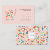 Carte De Visite Élégant Eléphant Ornat Floral Féminin (Devant / Derrière)