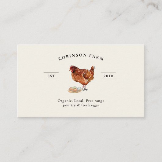 Carte De Visite Élégant élevage de poulets et d'oeufs frais (Devant)