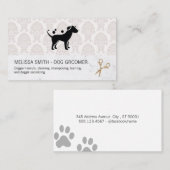 Carte De Visite Élégant éleveur de chiens | Damask Marble Chic (Devant / Derrière)