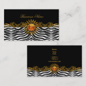 Carte De Visite Élégant Elite Classy Black Gold Zebra Animal (Devant / Derrière)