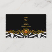 Carte De Visite Élégant Elite Classy Black Gold Zebra Animal (Dos)