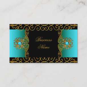 Carte De Visite Élégant Elite Classy Turquoise Blue Black Gold