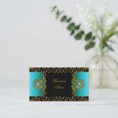 Carte De Visite Élégant Elite Classy Turquoise Blue Black Gold (Debout devant)