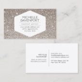 CARTE DE VISITE ÉLÉGANT EMBLÈME BLANC SUR PARTIES SCINTILLANT D'AR (Devant / Derrière)