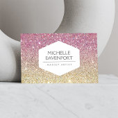 CARTE DE VISITE ÉLÉGANT EMBLÉME BLANC SUR PARTIES SCINTILLANT OMBR