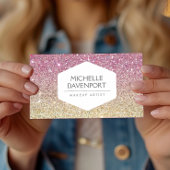 CARTE DE VISITE ÉLÉGANT EMBLÉME BLANC SUR PARTIES SCINTILLANT OMBR