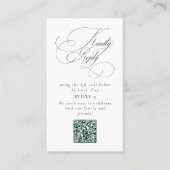 Carte De Visite Élégant Emerald Green Mariage QR Code S'il vous pl (Devant)